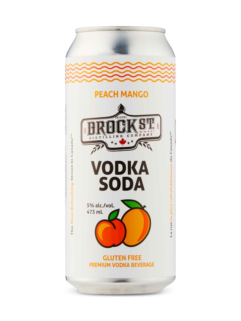 BROCK STREET PEACH MANGO VODKA SODA 473ML