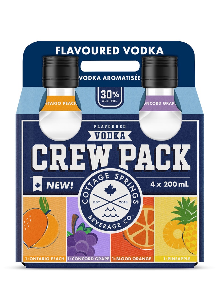 Cottage Springs Crew Pack Flavoured Vodka - 4 x 200 ml bottle