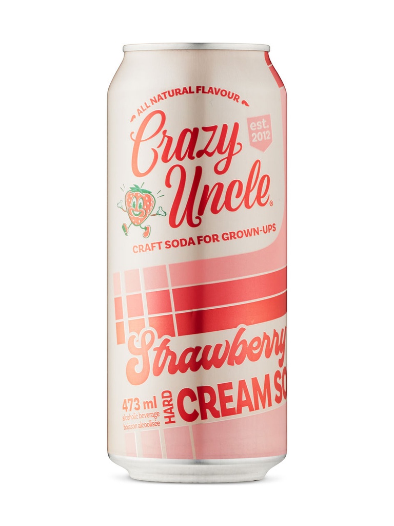 Crazy Uncle Strawberry Cream Soda - 473 ml can