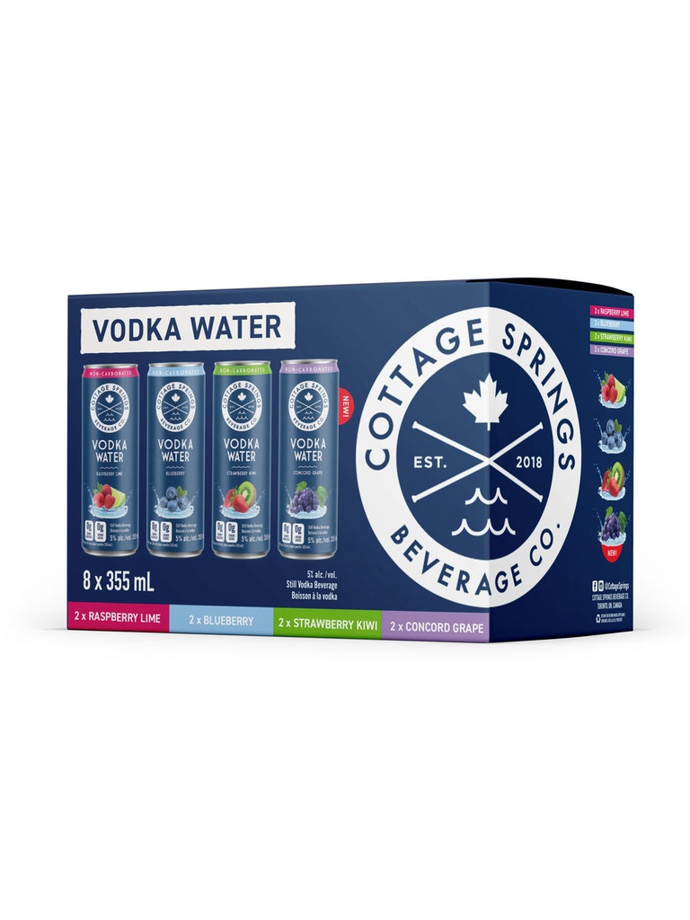 Cottage Springs Vodka Water Mixed 8 Pack - 8 x 355 ml can