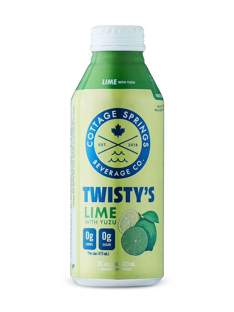 Cottage Springs Lime Yuzu Twisty's - 473 ml can
