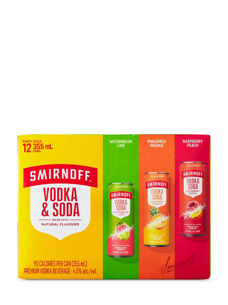Smirnoff Vodka & Soda Party Pack - 12 x 355 ml can