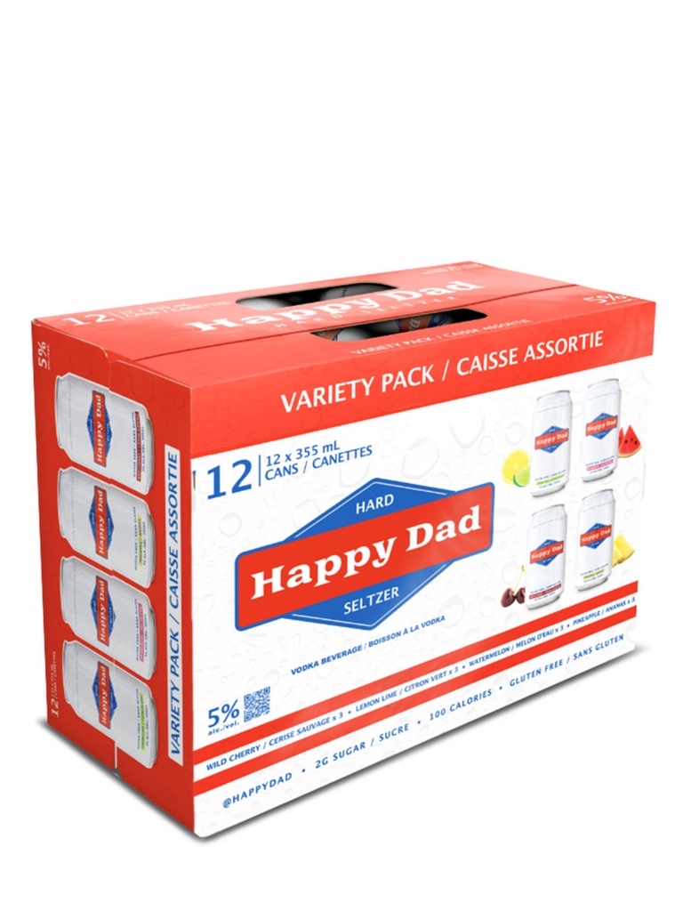 Happy Dad Hard Seltzer Variety Pack - 12 x 355 ml can