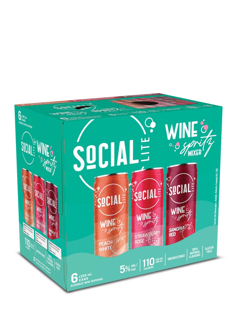 Social Lite Wine Spritz Mixer Pack - 6 x 355 ml can