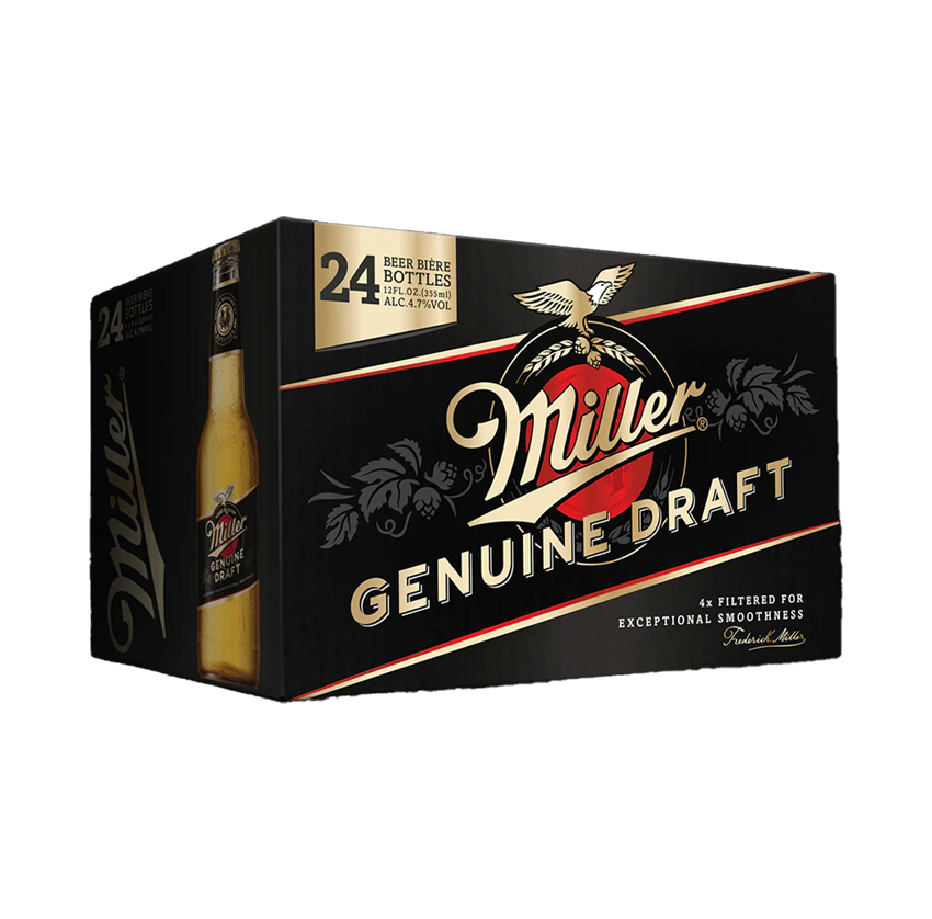 MILLER GENUINE DRAFT 24 X Bottle 355 ml 