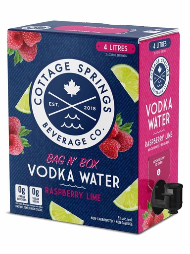 [19153] Cottage Springs Raspberry Lime Vodka Water Box - 4000 ml tetra