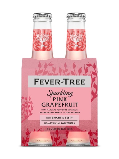 [43841] Fever-Tree Sparkling Pink Grapefruit 4x200mL - 4 x 200 ml bottle